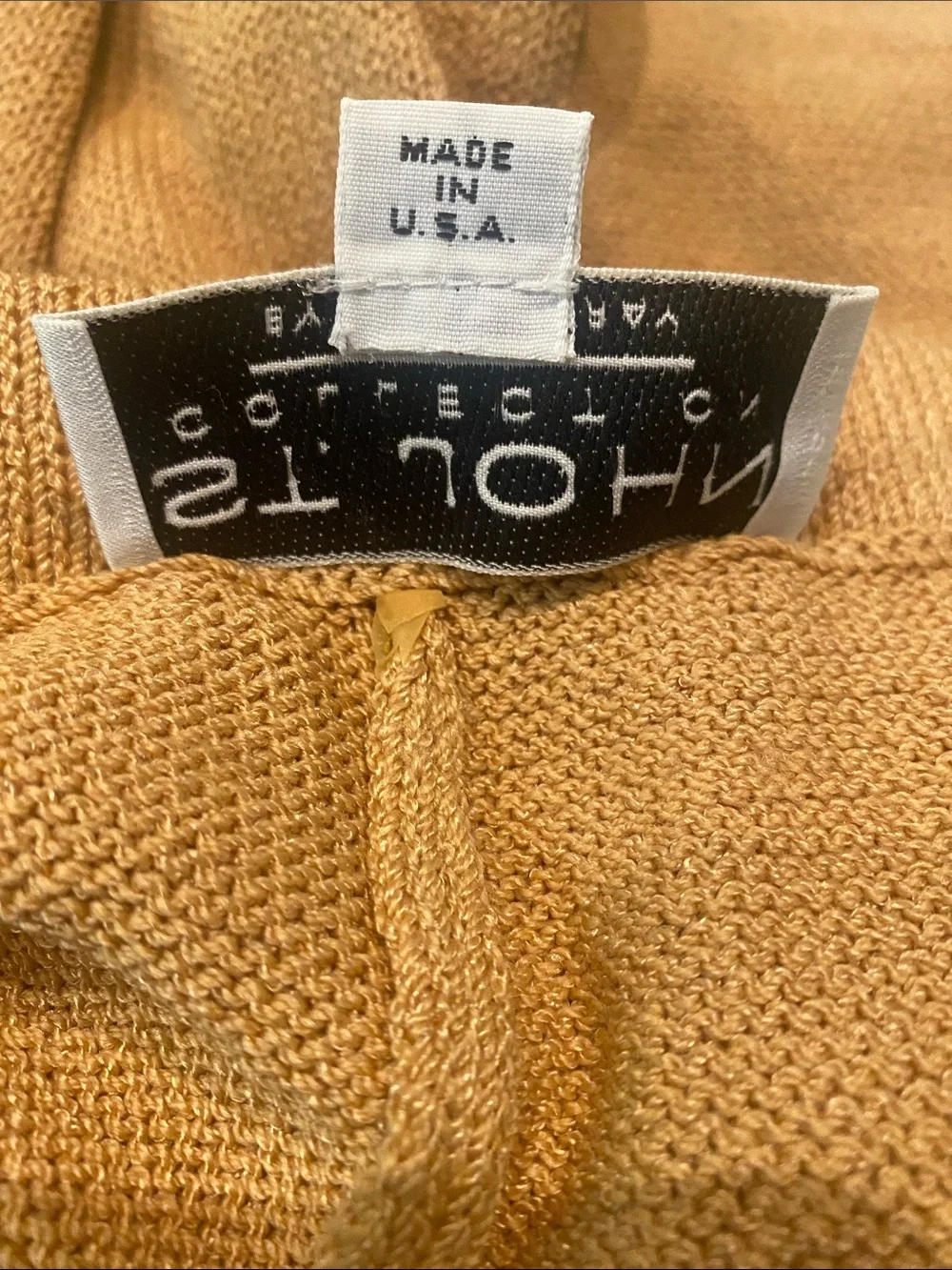 Womens St. John Santana knit straight leg pant gold 12 quiet luxury minimalist